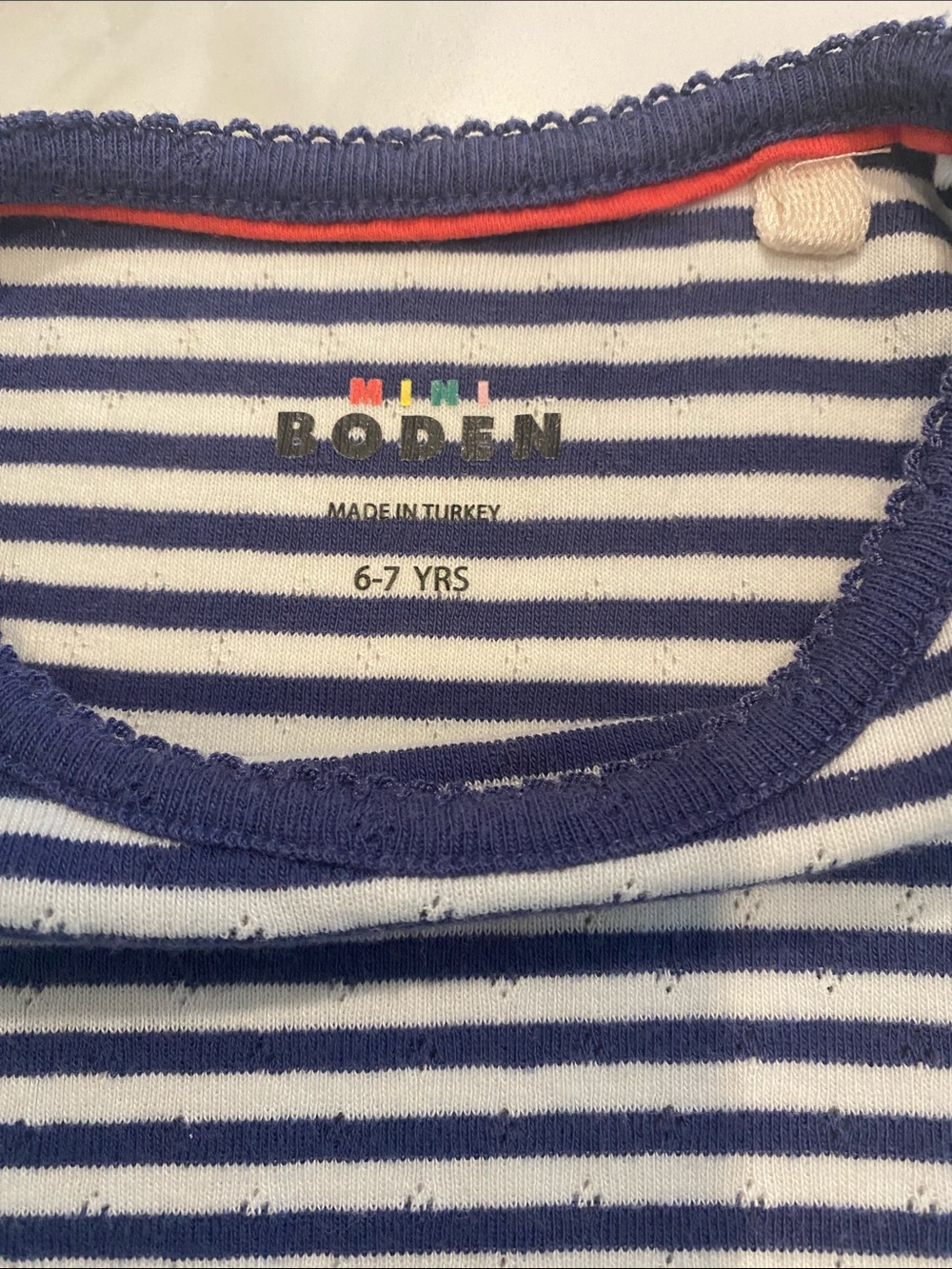 Mini Boden Short Sleeve Pointelle Top size 6/7 - Picture 3 of 3
